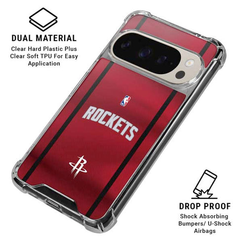 NBA Houston Rockets Jersey Google Pixel 9/9 Pro Clear Case